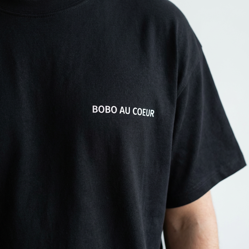 T-shirt Blanc et Noir  Bobo au Cœur Blanc t
