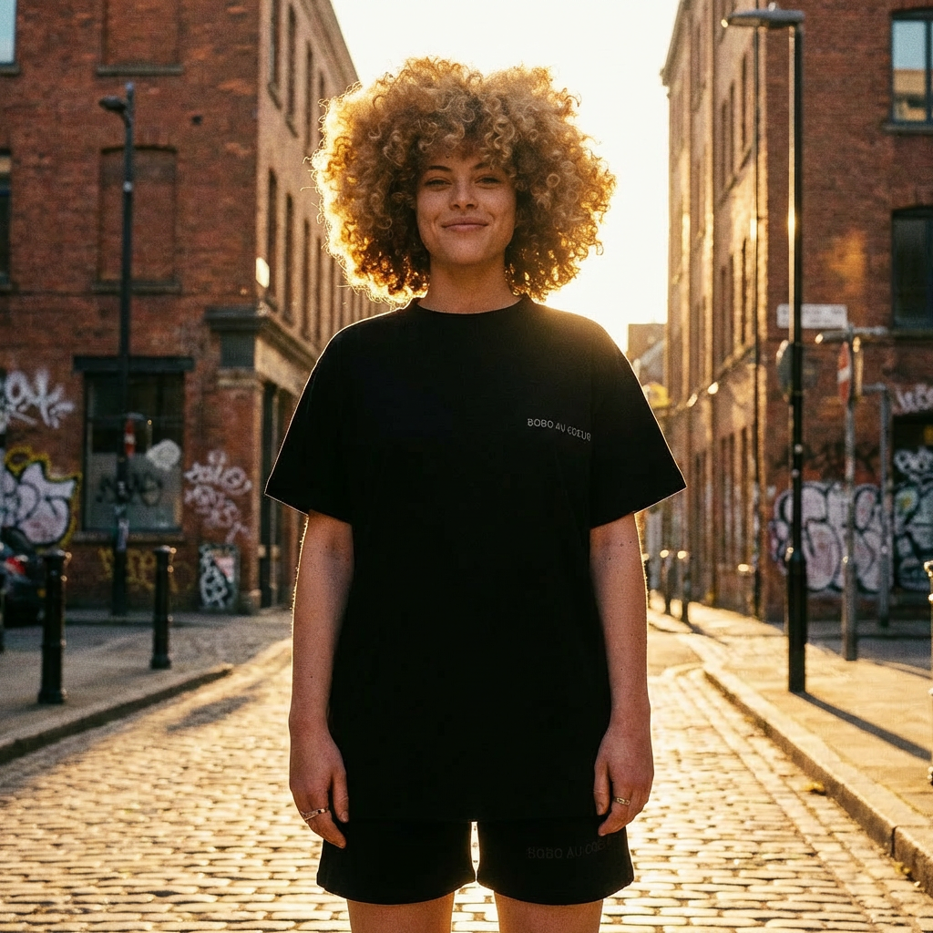 T-shirt Blanc et Noir  Bobo au Cœur Blanc t